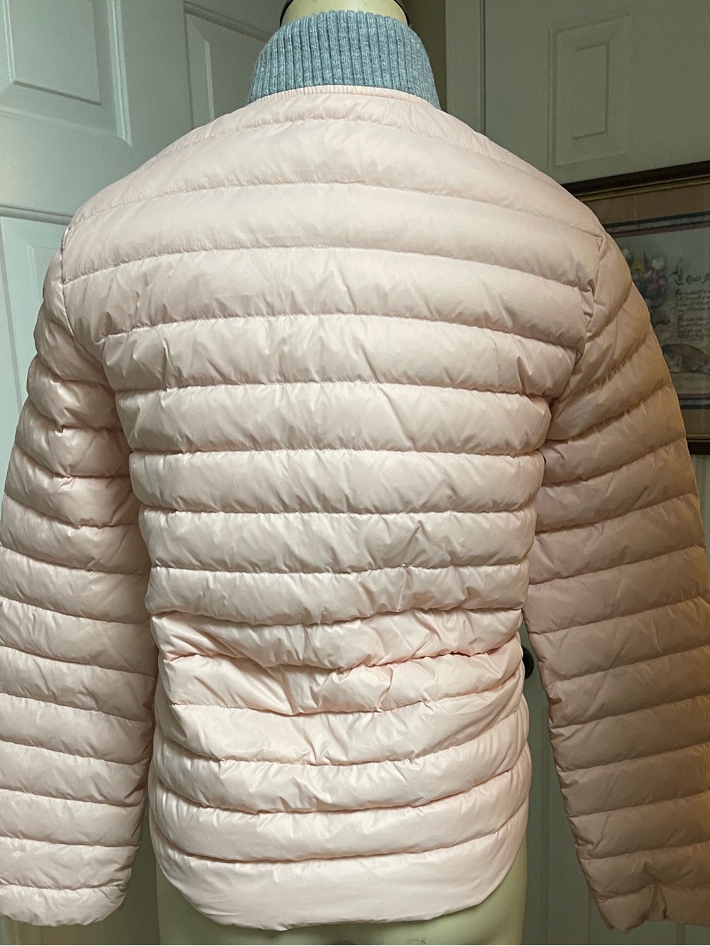 Light Pink Valencia Quilted Puffer Jacket with Gray Trim - Picture 7 of 8